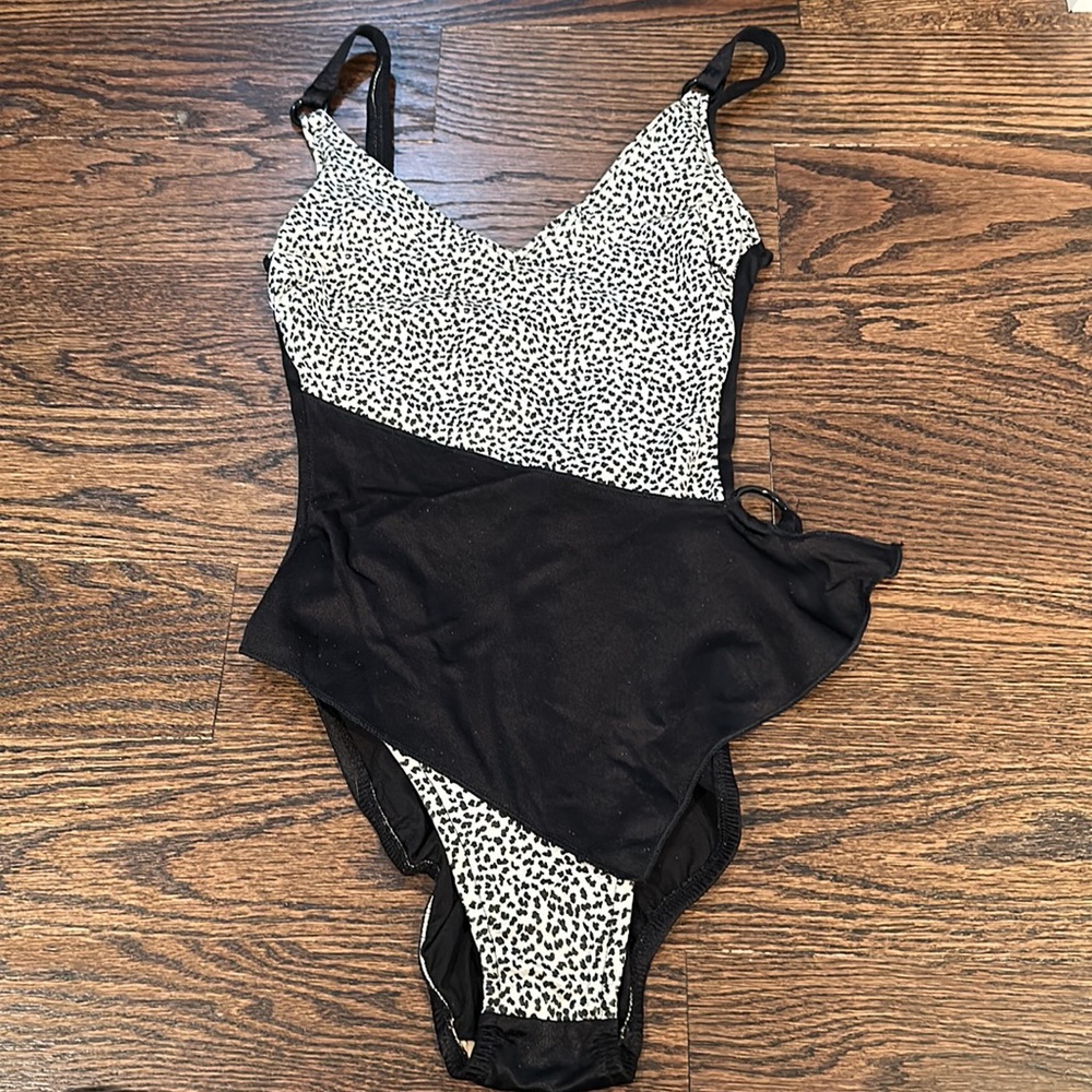 Vintage Animal Print Black & White One Piece Swimsuit
